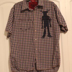 England's Dreaming Short Sleeve Snap front plaid casual shirt Keanan Duffty XL